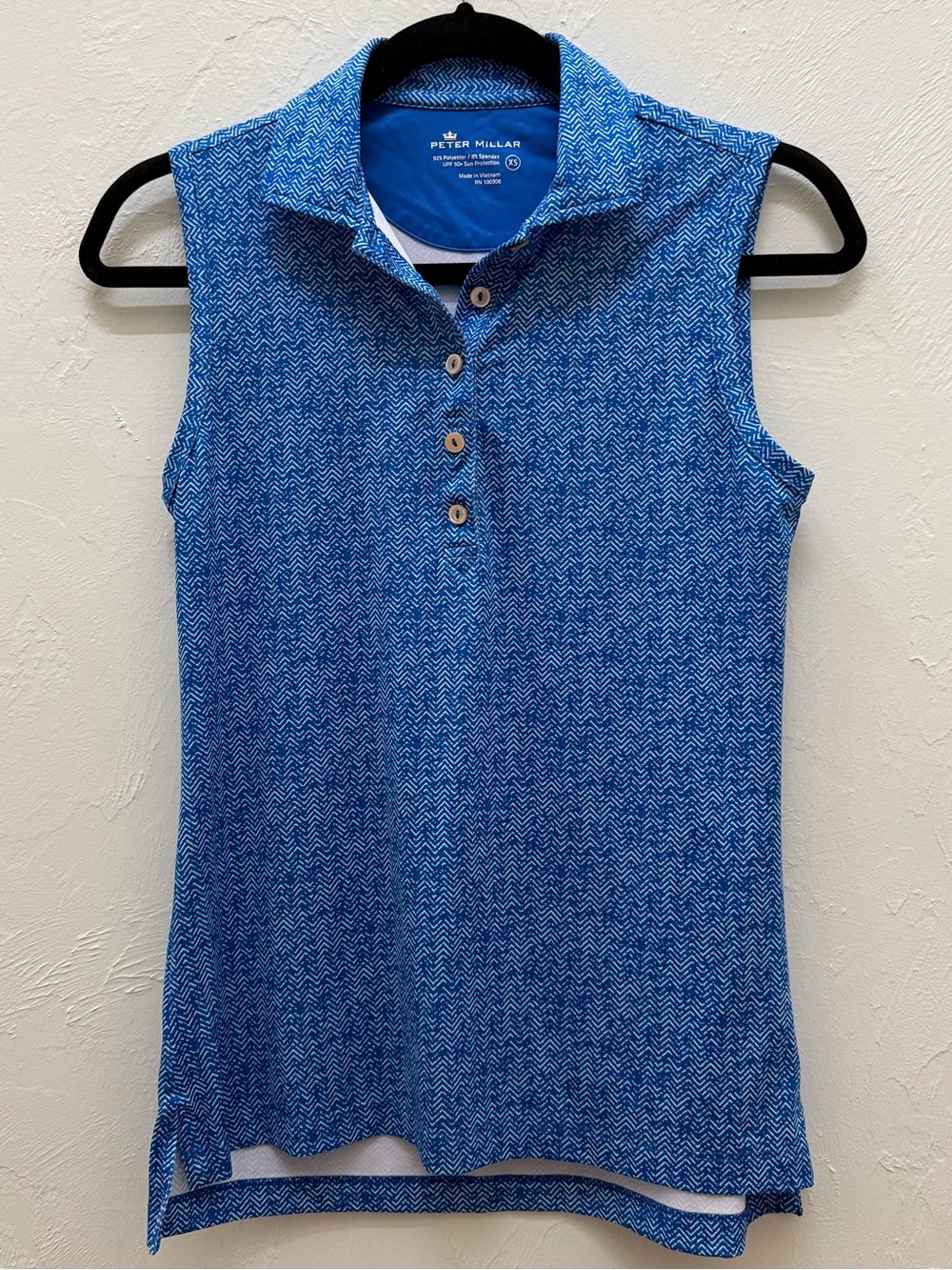 Peter Millar Bright Blue Patterned Collared Polo